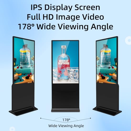 QIXZOCV 49 Inch Indoor Floor Standing Digital Signage Advertising Display Kiosk LCD Screen Commercial Totem Android System Vertical Monitor with Auto Media Player