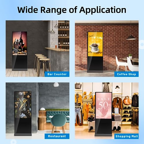 QIXZOCV 49 Inch Indoor Floor Standing Digital Signage Advertising Display Kiosk LCD Screen Commercial Totem Android System Vertical Monitor with Auto Media Player