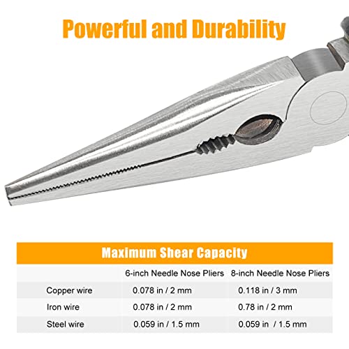 ZUZUAN Premium Long Needle Nose Pliers Set, 8” & 6”