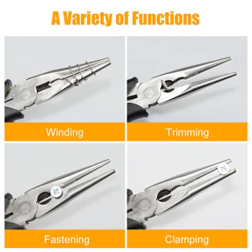 ZUZUAN Premium Long Needle Nose Pliers Set, 8” & 6”