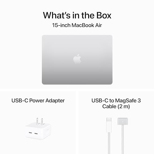 Apple 2024 MacBook Air 15-inch Laptop with M3 chip: 15.3-inch Liquid Retina Display, 16GB Unified Memory, 512GB SSD Storage, Backlit Keyboard, 1080p FaceTime HD Camera, Touch ID; Silver