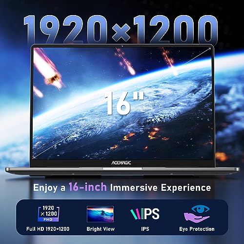 ACEMAGIC 16 inch Laptop Computer,Powered by N95 Processor,16GB DDR4 RAM 512GB SSD,FHD 1920 * 1200P,WiFi,BT5.0,Type_C,38Wh Battery,Traditional Laptop for Everday Needs.