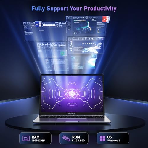ACEMAGIC 16 inch Laptop Computer,Powered by N95 Processor,16GB DDR4 RAM 512GB SSD,FHD 1920 * 1200P,WiFi,BT5.0,Type_C,38Wh Battery,Traditional Laptop for Everday Needs.