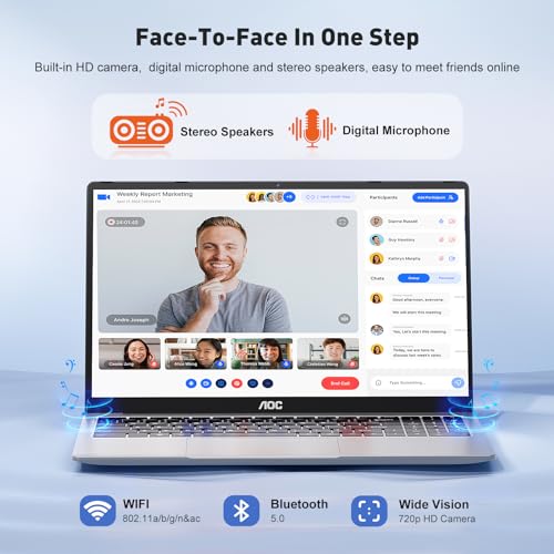 AOC Laptop Computer 15.6 Inch FHD Screen Premium Laptop with Processor(Up to 3.6GHz) Work Laptops 16GB RAM 512GB SSD, Windows 11 Laptop Computer, Light&Thin, Metal Shell,Webcam, Type-C,USB3.2