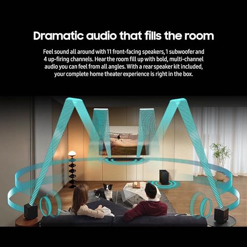 SAMSUNG Q990D 11.1.4ch Soundbar w/Wireless Dolby Atmos Audio, Rear Speaker Included, Q-Symphony, SpaceFit Sound Pro, Adaptive Sound, Game Mode Pro with Alexa Built-in, HW-Q990D/ZA (Newest Model)