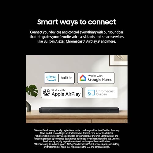 SAMSUNG Q990D 11.1.4ch Soundbar w/Wireless Dolby Atmos Audio, Rear Speaker Included, Q-Symphony, SpaceFit Sound Pro, Adaptive Sound, Game Mode Pro with Alexa Built-in, HW-Q990D/ZA (Newest Model)