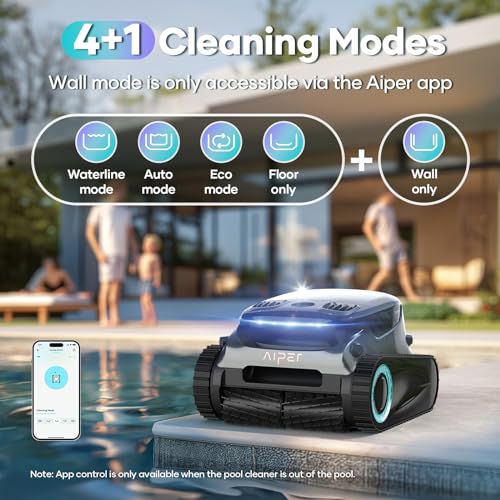 AIPER Scuba S1 Pro Cordless Robotic Pool Cleaner, Automatic Pool Vacuum with Horizontal Waterline Cleaning, Smart Navigation, 180-Minute Battery Life, Ideal for In-Ground Pools up to 2,150 Sq.ft