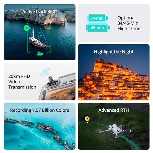 DJI Mini 4 Pro Fly More Combo (DJI RC 2) Drone with 128GB Memory Card- Lightweight and Foldable Mini Camera Drone with 4K HDR Video, True Vertical Shooting, and Intelligent Features (2 Items)