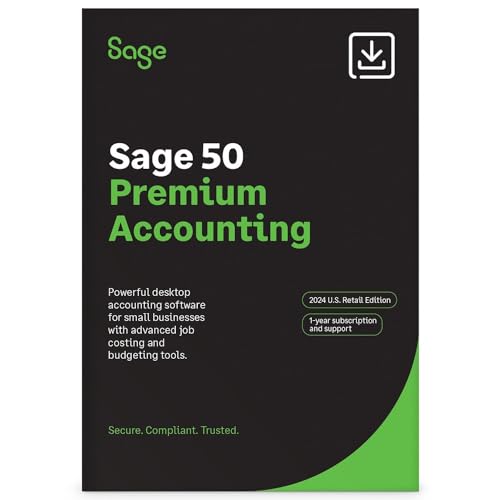 Sage 50 Premium Accounting 2024 U.S. 3-User 1-Year Subscription Small Business Accounting Software [PC Download]