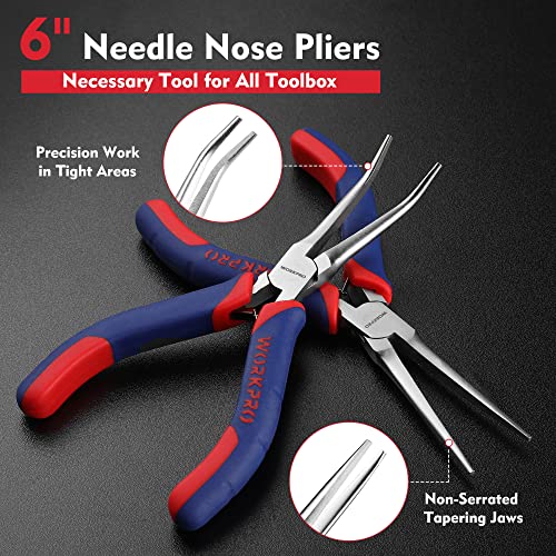 WORKPRO 6" Mini Needle Nose Pliers Set, Comfort Grip