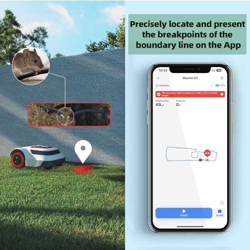 MowMr Robotic Lawn Mower for Precise Boundary Wire Break Detection, Automatic Lawnmower with Smart Navigation,and APP-Controlled Systematic Mowing, Covering up to 0.25 Acres with 45% Slope Support