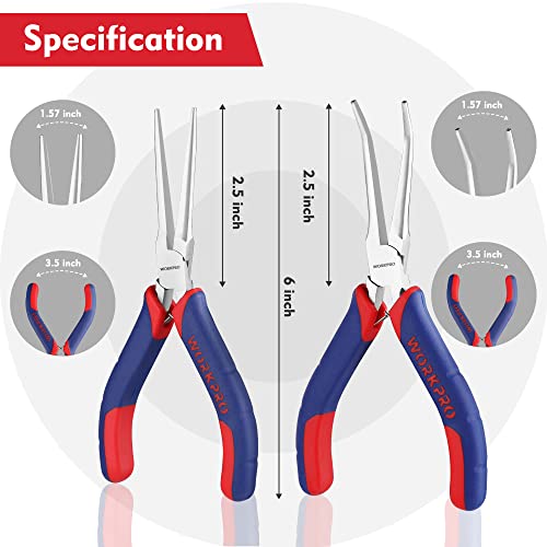 WORKPRO 6" Mini Needle Nose Pliers Set, Comfort Grip