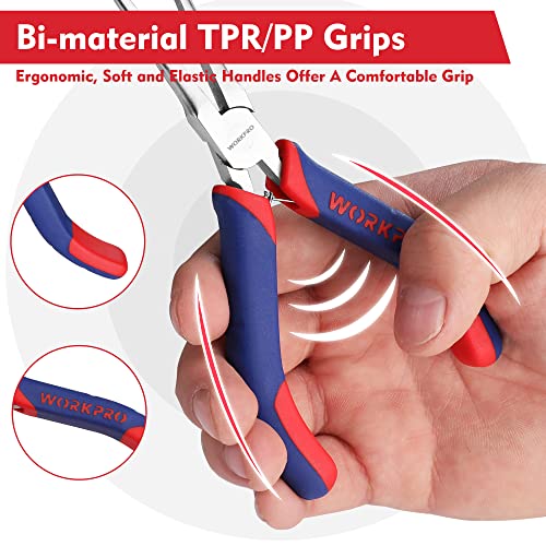 WORKPRO 6" Mini Needle Nose Pliers Set, Comfort Grip