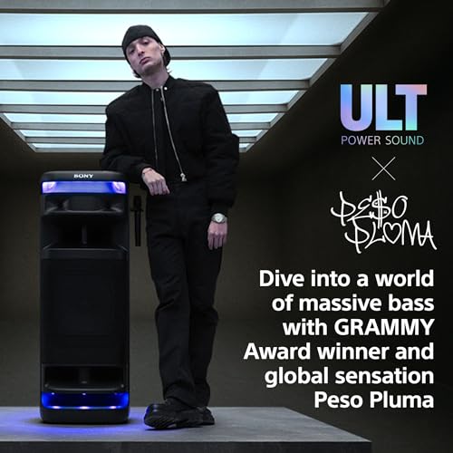 Sony ULT Tower 10 Bluetooth Karaoke Party Speaker with Powerful Bass, 360° Sound and Party Lights, Included Wireless Microphone – New