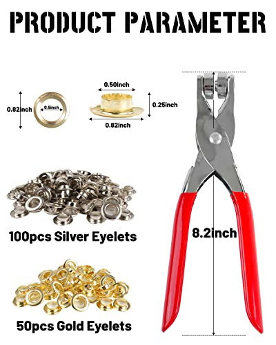 150Pcs 1/2" Grommet Tool Kit with Leather Punch