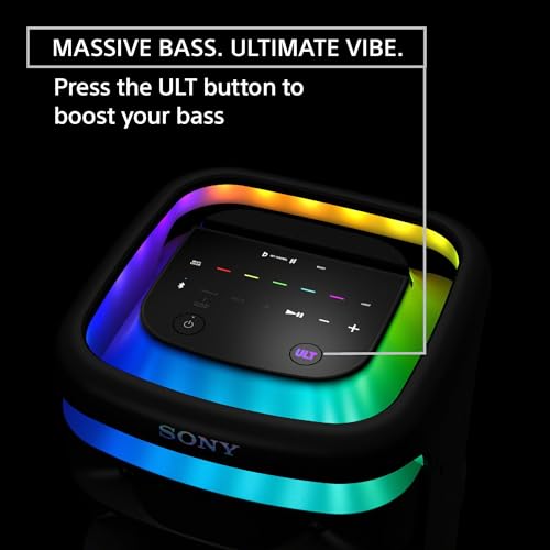 Sony ULT Tower 10 Bluetooth Karaoke Party Speaker with Powerful Bass, 360° Sound and Party Lights, Included Wireless Microphone – New