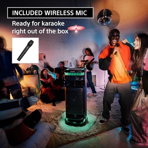 Sony ULT Tower 10 Bluetooth Karaoke Party Speaker with Powerful Bass, 360° Sound and Party Lights, Included Wireless Microphone – New