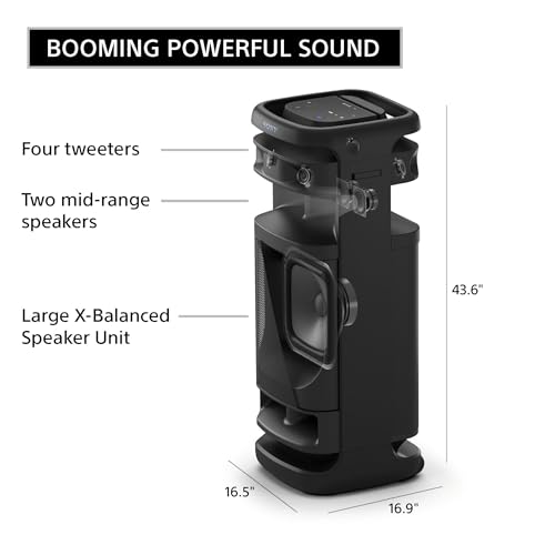 Sony ULT Tower 10 Bluetooth Karaoke Party Speaker with Powerful Bass, 360° Sound and Party Lights, Included Wireless Microphone – New