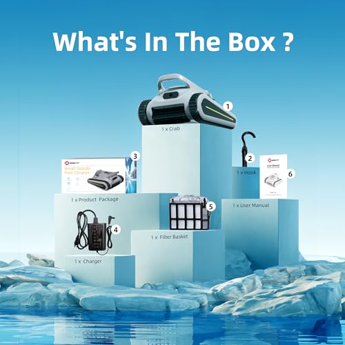 (2024 New) Crab Cordless Robotic Pool Cleaner，Wall Climbing Pool Vacuum，Pool Vacuum for Inground Pools with Smart Navigation