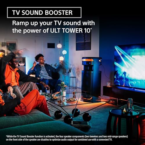 Sony ULT Tower 10 Bluetooth Karaoke Party Speaker with Powerful Bass, 360° Sound and Party Lights, Included Wireless Microphone – New