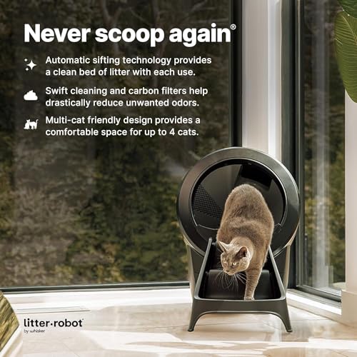 Litter-Robot 4 Bundle by Whisker, Black - Automatic, Self-Cleaning Cat Litter Box, Includes Litter-Robot 4, 6 OdorTrap Pack Refills, 50 Waste Drawer Liners, Ramp, Mat & Fence