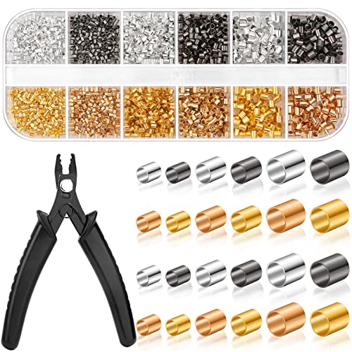Thrilez Crimping Beads Set - 2200 Pieces, 3 Sizes