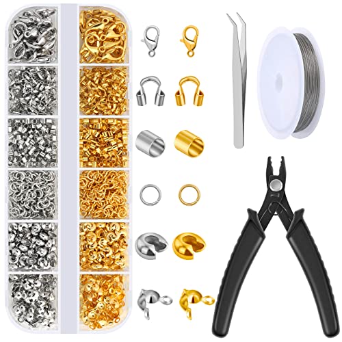 Acejoz 1200 Pcs Jewelry Making Crimp Beads Kit