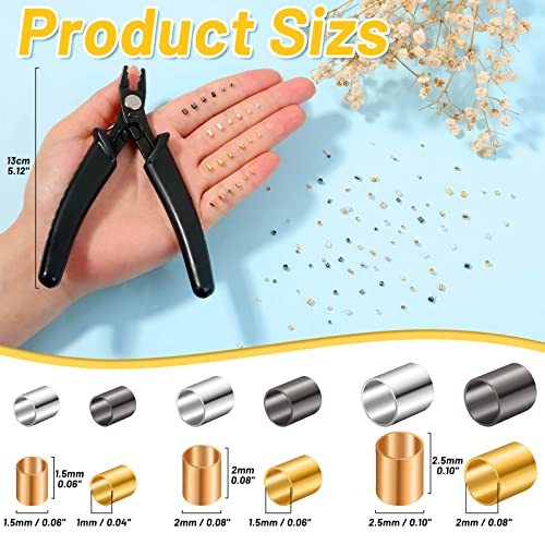 Thrilez Crimping Beads Set - 2200 Pieces, 3 Sizes