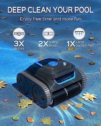 WYBOT S1 Premium Wall Climbing Cordless Pool Vacuum, Robotic Pool Cleaner Pool Robot with Smart Mapping, Powerful Suction, APP Mode, 180mins Runtime, Fast Charing Fit for Inground Pools