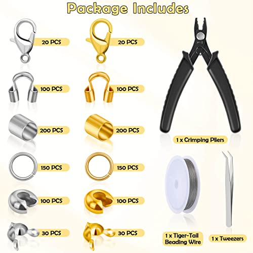 Acejoz 1200 Pcs Jewelry Making Crimp Beads Kit