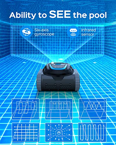 WYBOT S1 Premium Wall Climbing Cordless Pool Vacuum, Robotic Pool Cleaner Pool Robot with Smart Mapping, Powerful Suction, APP Mode, 180mins Runtime, Fast Charing Fit for Inground Pools