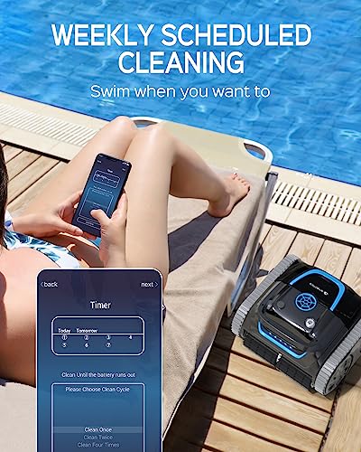 WYBOT S1 Premium Wall Climbing Cordless Pool Vacuum, Robotic Pool Cleaner Pool Robot with Smart Mapping, Powerful Suction, APP Mode, 180mins Runtime, Fast Charing Fit for Inground Pools