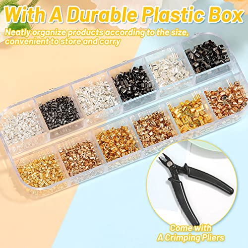 Thrilez Crimping Beads Set - 2200 Pieces, 3 Sizes