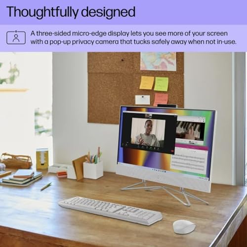 HP Newest All-in-One Desktop, 21.5" FHD Display, 32GB RAM, 1TB Storage (512GB SSD with P500 500GB External SSD), Intel Dual-Core Processor, Webcam, HDMI, Bluetooth, Mouse and Keyboard, Windows 11