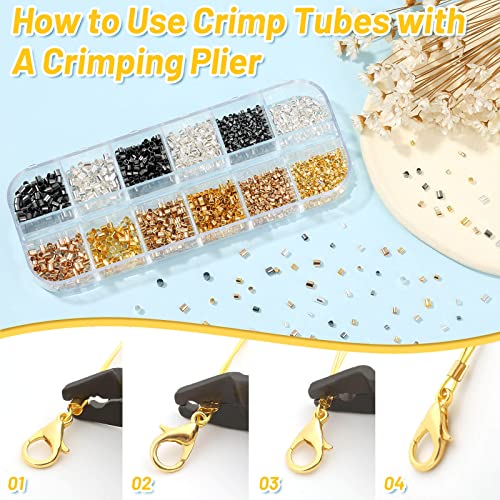 Thrilez Crimping Beads Set - 2200 Pieces, 3 Sizes