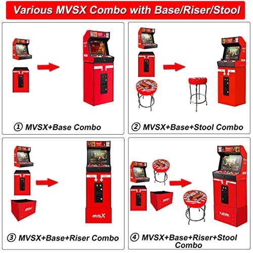SNK NEOGEO MVSX Arcade, Pre-Loaded 50 SNK Official Genuine Retro Games, Support Two Players Fight Together by 2 Joysticks (MVSX & Base & Riser &Chair)