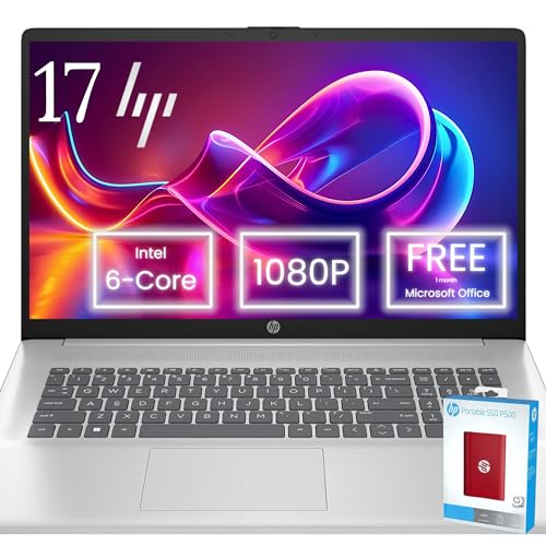 Hp Everyday Essential 17 FHD Laptop • Free Microsoft Office Suite Included • 32GB RAM • 1.5TB SSD(1TB PCIe & P500 500GB External) • Intel 8-core i3 Processor • HDMI • Long Battery Life • Windows 11