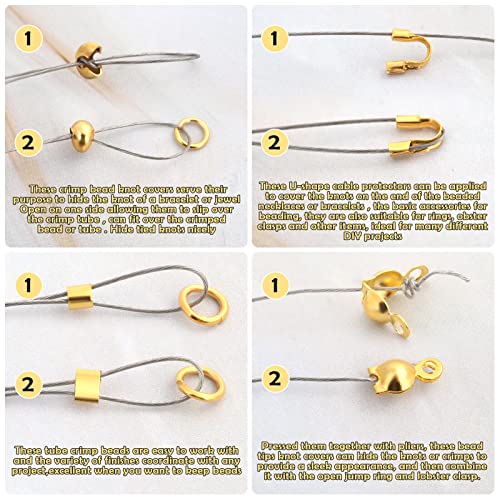 Acejoz 1200 Pcs Jewelry Making Crimp Beads Kit