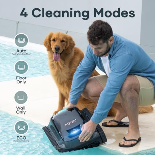 (2024 New) AIPER Scuba S1 Cordless Robotic Pool Cleaner, Wall Climbing Pool Robot Vacuum, WavePath Navigation 2.0 with Periodic Cleaning, Last 150 Minutes for In-ground Pools up to 1600 Sq.ft (Blue)