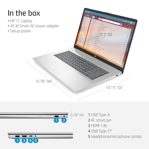 Hp Everyday Essential 17 FHD Laptop • Free Microsoft Office Suite Included • 32GB RAM • 1.5TB SSD(1TB PCIe & P500 500GB External) • Intel 8-core i3 Processor • HDMI • Long Battery Life • Windows 11