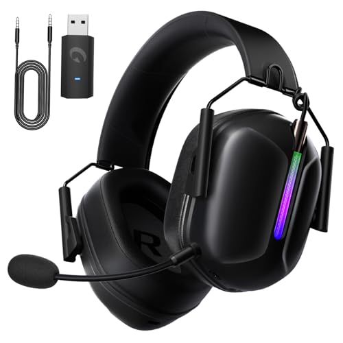 Gvyugke 2.4GHz Wireless Gaming Headphones for PS5, PS4, PC, Nintendo Switch, Mac, Bluetooth 5.3 Gaming Headset with Microphone Noise Canceling, ONLY 3.5MM Wired for Xbox Series, 40H Battery (Black)
