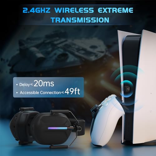 Gvyugke 2.4GHz Wireless Gaming Headphones for PS5, PS4, PC, Nintendo Switch, Mac, Bluetooth 5.3 Gaming Headset with Microphone Noise Canceling, ONLY 3.5MM Wired for Xbox Series, 40H Battery (Black)