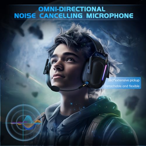 Gvyugke 2.4GHz Wireless Gaming Headphones for PS5, PS4, PC, Nintendo Switch, Mac, Bluetooth 5.3 Gaming Headset with Microphone Noise Canceling, ONLY 3.5MM Wired for Xbox Series, 40H Battery (Black)