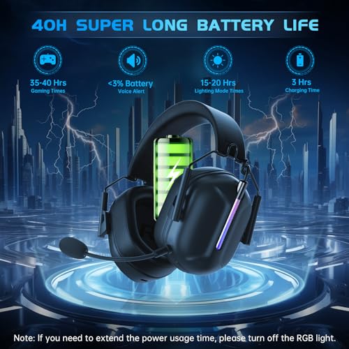 Gvyugke 2.4GHz Wireless Gaming Headphones for PS5, PS4, PC, Nintendo Switch, Mac, Bluetooth 5.3 Gaming Headset with Microphone Noise Canceling, ONLY 3.5MM Wired for Xbox Series, 40H Battery (Black)