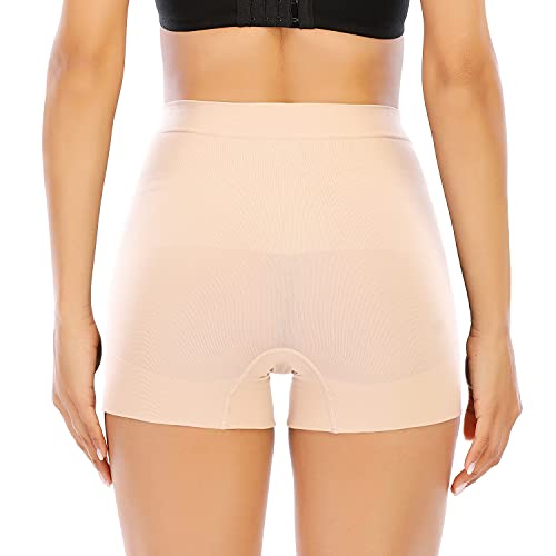Womens Seamless Shaping Boyshorts Panties Tummy Control Underwear Slimming Shapewear Shorts(02# Beige(light Tummy Control),S)
