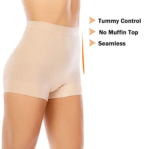 Womens Seamless Shaping Boyshorts Panties Tummy Control Underwear Slimming Shapewear Shorts(02# Beige(light Tummy Control),S)