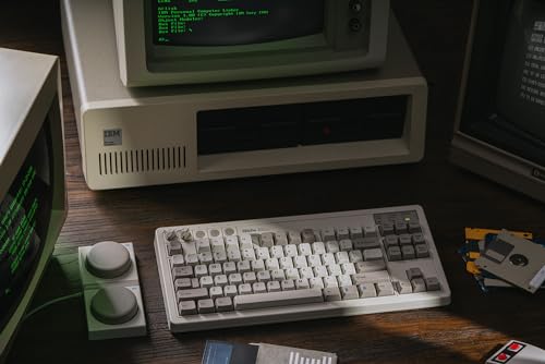 8BitDo Retro Mechanical Keyboard, Bluetooth/2.4G/USB-C Hot Swappable Gaming Keyboard with 87 Keys, Dual Super Programmable Buttons for Windows and Android - M Edition