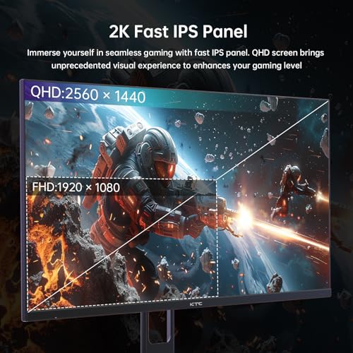 KTC 27 Inch QHD Gaming Monitor, 180Hz 1ms GTG Fast IPS 2K Computer Gamer Monitor, 1440P HDR Frameless Monitor with Adaptive Sync, Tilt Adjustment, VESA Compatible, Eye Care, DisplayPort HDMI, H27T22S