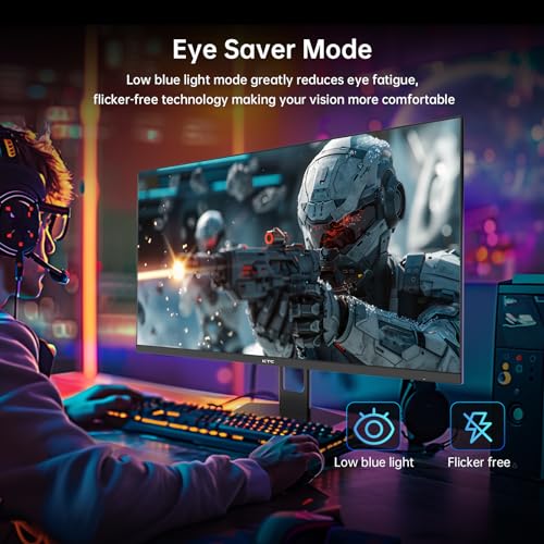 KTC 27 Inch QHD Gaming Monitor, 180Hz 1ms GTG Fast IPS 2K Computer Gamer Monitor, 1440P HDR Frameless Monitor with Adaptive Sync, Tilt Adjustment, VESA Compatible, Eye Care, DisplayPort HDMI, H27T22S