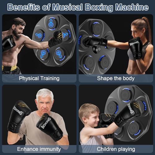 Himove Music Boxing Machine with Boxing Gloves,Smart Bluetooth Boxing Machine Wall Mounted,Music Boxing Machine for Adults and Kids,Home Workout Boxing Target Machine